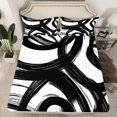 thumbnail image 2 of Manfei Waves Geometric Stripe Bed Sheets,Retro Graffirti Lines King Sheets,White Black Sheet Set For Boys Girls,Microfiber Bedroom Decor,4 Pieces, 2 of 7