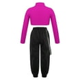 thumbnail image 2 of YONGHS Kids Girls Dance Athletics Outfits Long Sleeve Crop Tops with Cargo Pants Set A Rose 8, 2 of 7