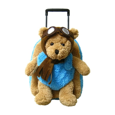 Aviator Bear - Kid's Luggage Children's Aviator Pilot Bear Plush Roller Backpack