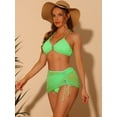 thumbnail image 4 of DARING DIVA Women's Ring Linked Bikini Sets, 3-Piece Swimsuits M Fluorescent Green, 4 of 6