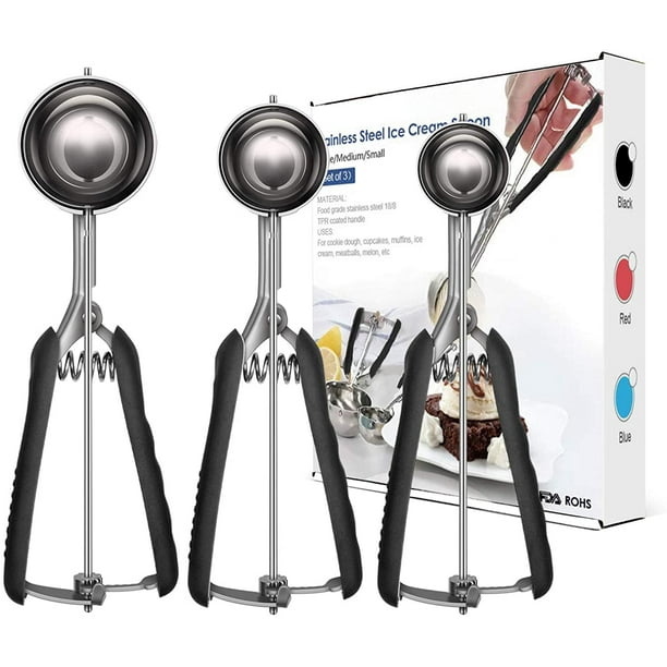 3 Pcs Ice Cream Scoop Set 304 Stainless Steel for Ice Cream Melon