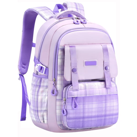KIVDIT School Backpack for Girls,Fashion Large Capacity Bookbag for Kids Teens,Waterproof Girls School Bag,Purple
