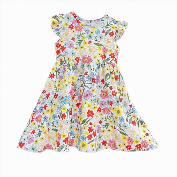 BOBOGOJP Toddler Baby Girl Boho Dress Ruffle Sleeveless Kids Cute Dress Summer Beach Floral Sundress for 1-6T Blue,Size 2-3 Years