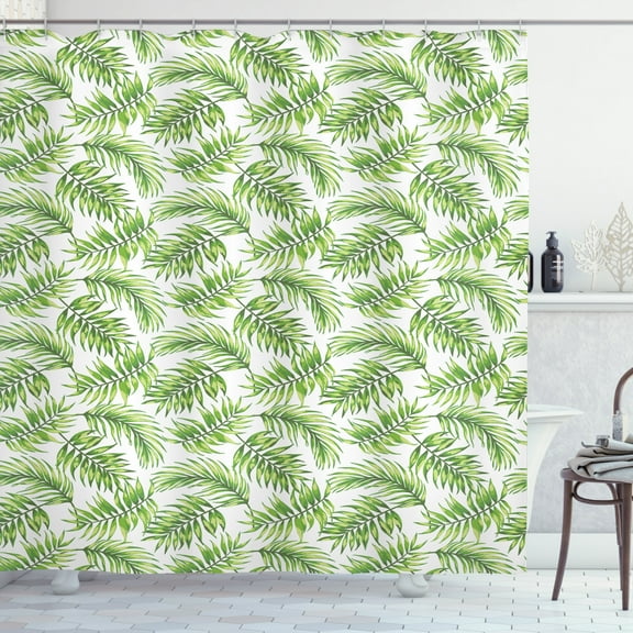 Ambesonne Palm Leaf Shower Curtain, Exotic Tree Hawaiian, 69"Wx84"L, Fern Green