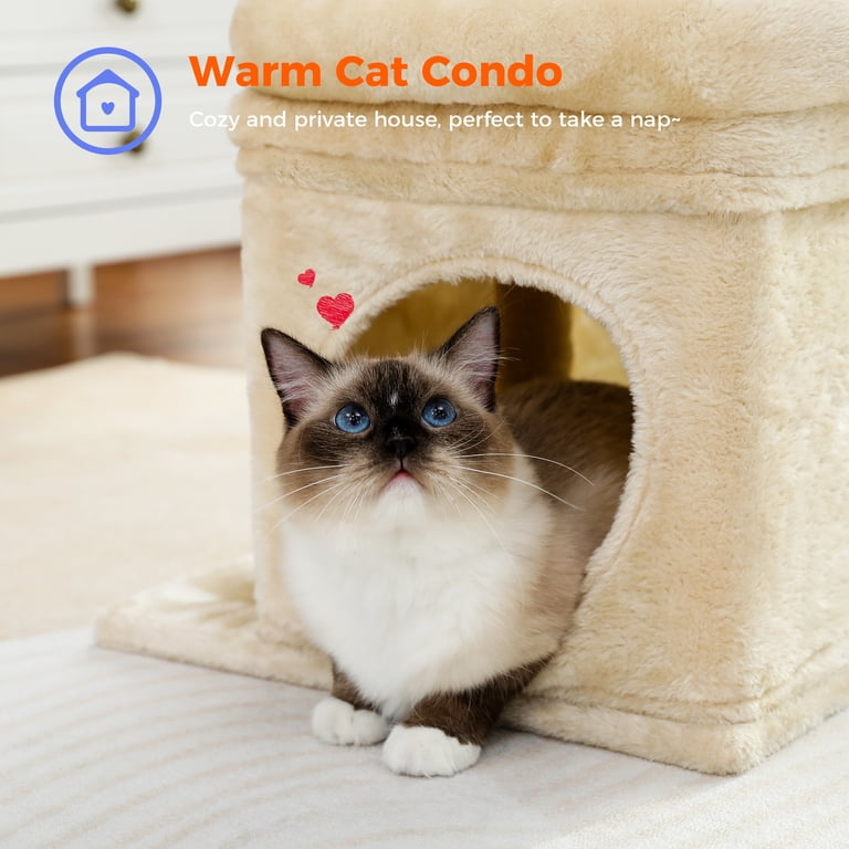 Pawz Road, Cat Tree, for medium cats, beige, plush condo - Walmart.com