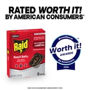 Raid Double Control Large Roach Baits, Kills Cockroaches and Bugs, 8 Bait Stations