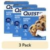 (3 pack) Quest Protein Bar, Blueberry Muffin Flavor, 21g of Protein, Gluten Free, 4 Count