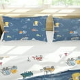 thumbnail image 3 of Blue and White Dinosaur Comforter Set Full Size Cartoon Jurassic Animal Truck Construction Bedding Set for Boys Girls Kids Teens 3 Pieces, 3 of 6