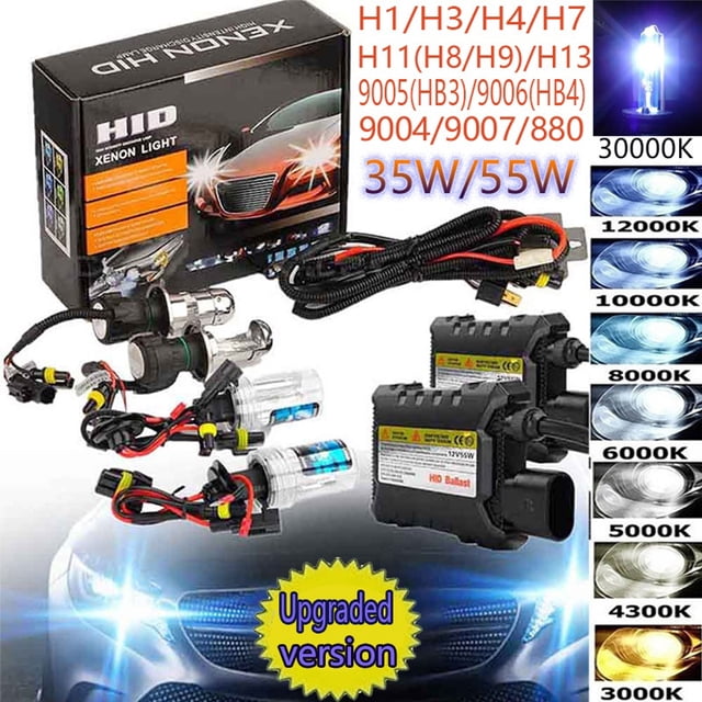 Kit De Bombillas De Conversión De Faros Delanteros Xenon HID 1 Par De 35W/55 W Torre De Flujo H1 H3 H4 H7 H11 9005 9006 H13 Y Lámpara Antiniebla Aplicación huangjie unisex