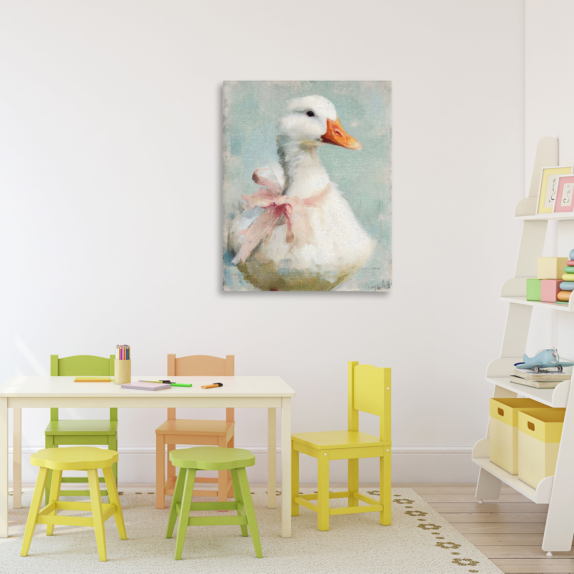 Stupell Industries Soft Pink Bow Goose Canvas Wall Art, design by LSR Design Studio