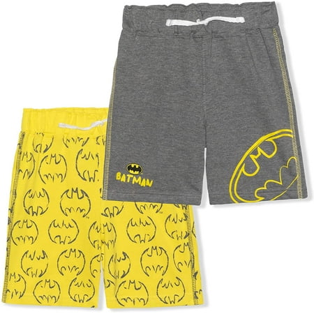 BATMAN Warner Bros Shorts Set for Boys, 2 Pack Drawstring Shorts, Outdoor Sports Set