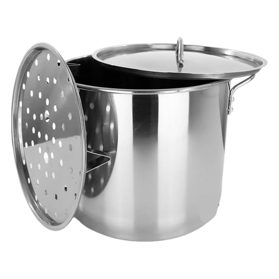 Stock Pot Stainless Steel 40QT Lid Steamer Pot Brew Vaporera Kettle Tamales New 10Ga