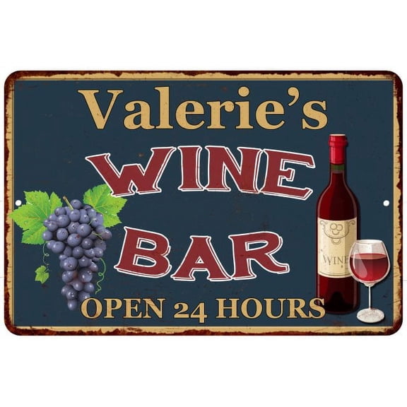 Valerie's Green Wine Bar Sign Wall Decor 8 x 12 High Gloss Metal 208120043692