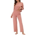 thumbnail image 1 of INSPIRAR CHIC Pijamas de Mujer Ropa de Dormir Suave Cuello Redondo Conjunto de Lounge Casual L Rosa, 1 of 4