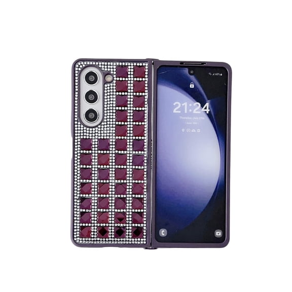 Compatible for Samsung Galaxy Z Fold 6 Bling Case, Crystal Glitter Diamond Protection Sparkle Rhinestone Anti-Scratch Shockproof Phone Cover Case for Samsung Galaxy Z Fold 6, Purple