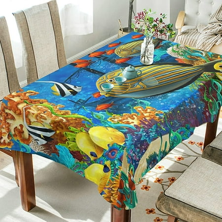 

WISH TREE Romantic Tablecloth Summer Beach Starfish Seashell Rectangle Table Cloth Modern Dining Room Kitchen Table Cover for Party Wedding Decor