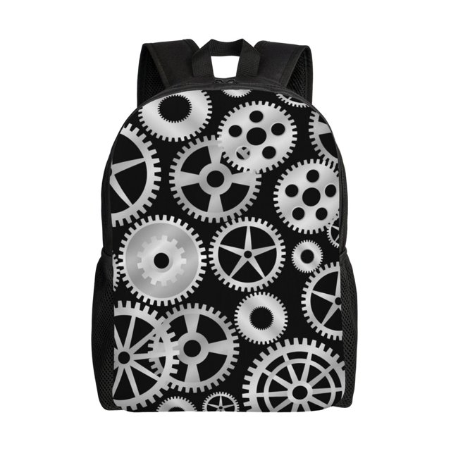 Fotbe Metallic Gears Travel Laptop Backpack, Business Slim Sturdy Laptops Backpack, Water Resistant College School Computer Bag Gift Fits 15.6 Inch Notebook