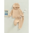 thumbnail image 2 of Gzhioc Infant Baby Boys Pants Set Hooded Solid Sweatshirt Top Pocket Elastic Waist Pants 2Pcs Outfits Fall Winter Suit ,3 Months-3 Years, 2 of 9