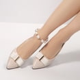 thumbnail image 6 of Rexoro Women Pointed Toe Pumps Bow Decor Slip On Low Chunky Heel Womens Shoes for Office Work Wedding Daily Wear, 6 of 7