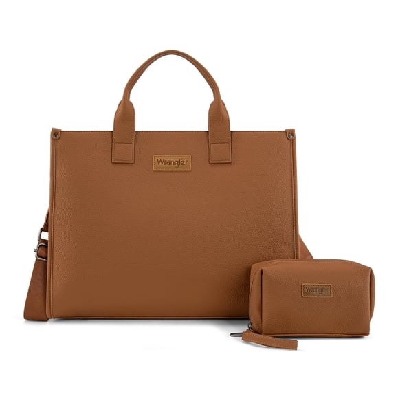 Wrangler Laptop Tote Bag for Women,15.6inch Carry All Work Laptop BagTote Bag with Water Bottle Bag Holder Nurse Bag Travel Essentials,Brown