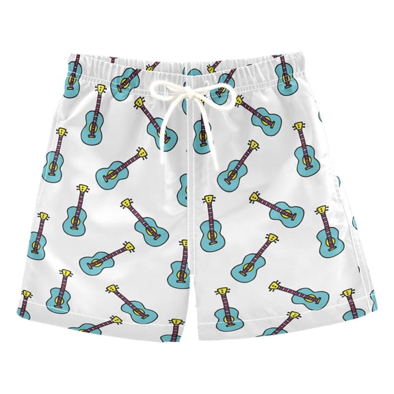 joogoo Boys Swim Trunks Cute Guitars Beach Board Shorts Drawstring Swimsuit L