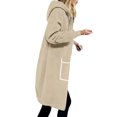 thumbnail image 5 of DPTALR Women's Casual Fashion Solid Color Long Sleeve Hooded Drawstring Coat with Pocket and Zipper,Khaki,Size L, 5 of 5
