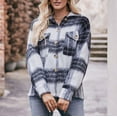 thumbnail image 4 of Herrnalise Womens Flannel Shacket Jacket Casual Plaid Wool Blend Button Down Long Sleeve Shirt Fall Clothes Outfits 2024 Blue,L, 4 of 9