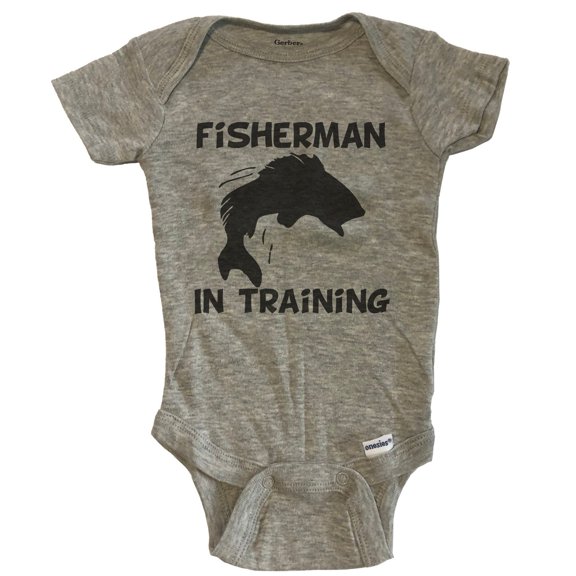 Fisherman In Training Fishing Baby Bodysuit - Grey
