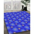 thumbnail image 3 of Ahgly Company Machine Washable Indoor Round Transitional Canary Blue Area Rugs, 8' Round, 3 of 7