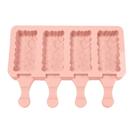 

YFan Ice-lolly Mold Lidded Easy to Release 4 Cavities Silicone Handmade Ice-lolly Mold for Refrigerator