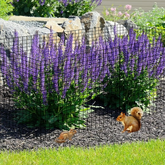 10 Pack Round Plant Protector Set, 12'' x 12'' Metal Plant Cages with 30 Metal Mesh & Accessories for Animal Repellent, Garden