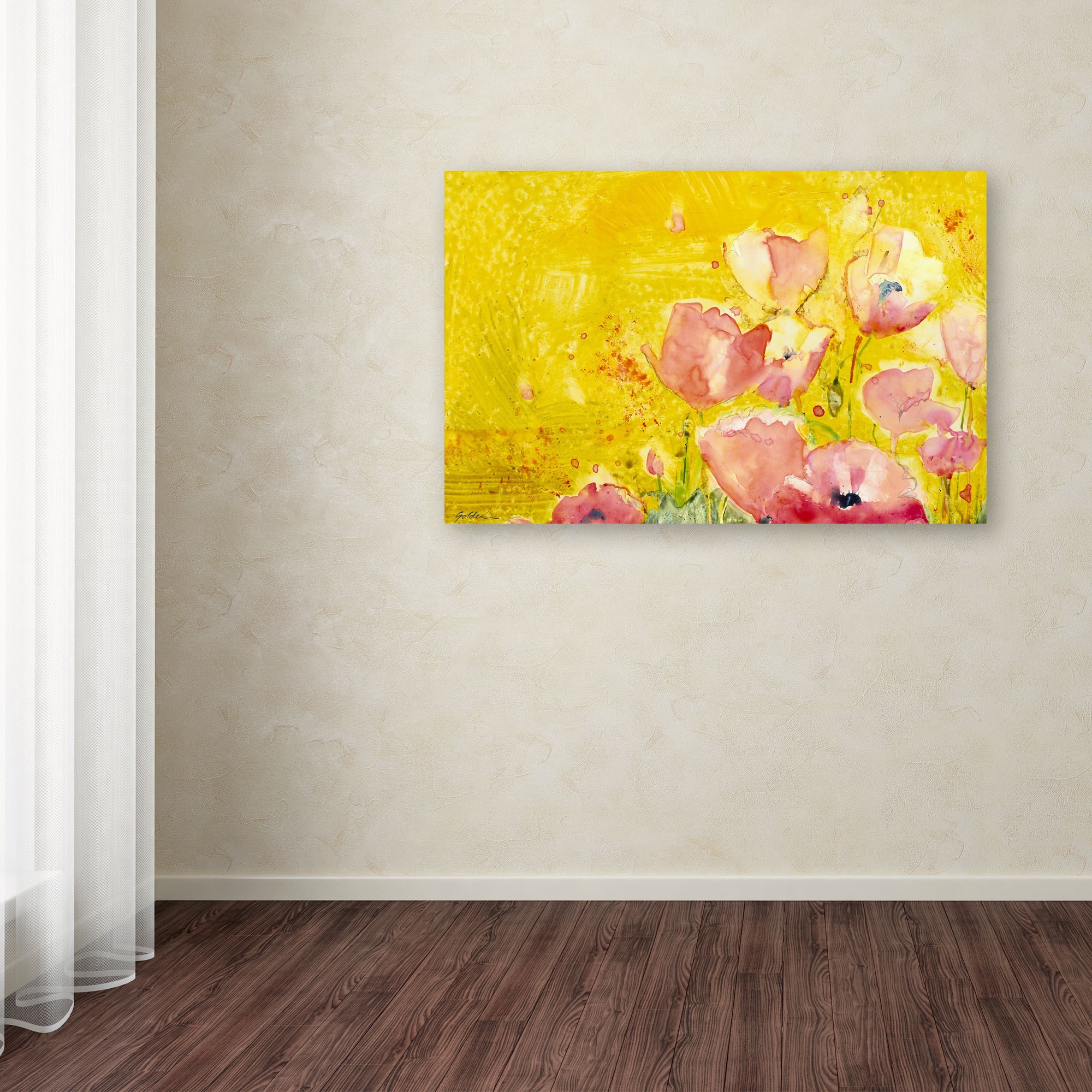 Trademark Fine Art "Pink Poppy Field" Canvas Art by Sheila Golden