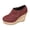Wine, variant on Women's Wedge Heel Platform Dress Shoes Fashion Studded Faux Leather Slip On Cork Low Top Ankle Boots Red Size 9