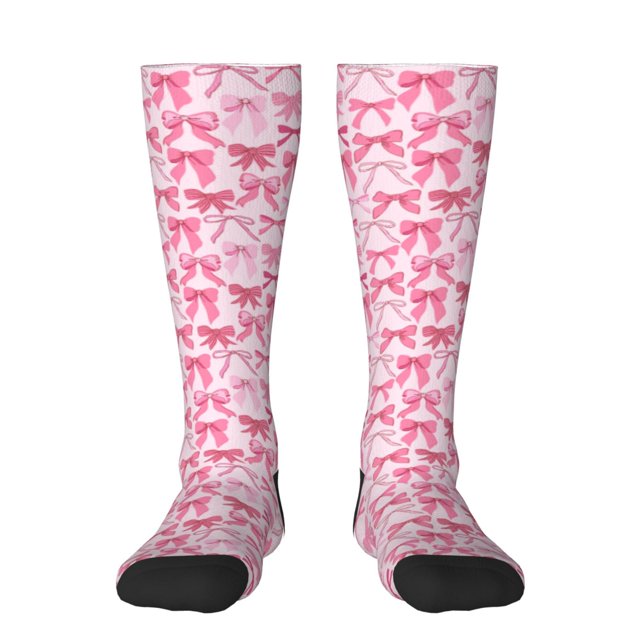 Balery Pink bows Calcetines novedosos Calcetines deportivos Calcetines hasta la rodilla Calcetines de algodón Calcetines originales y geniales
