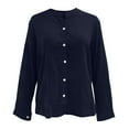 thumbnail image 5 of Gamivast Linen Shirts for Women Button Down Lightweight Long Sleeve Going out Tops Crewneck Relaxed Fitted Casual Blouses Dressy Spring Daily outfits, 5 of 6