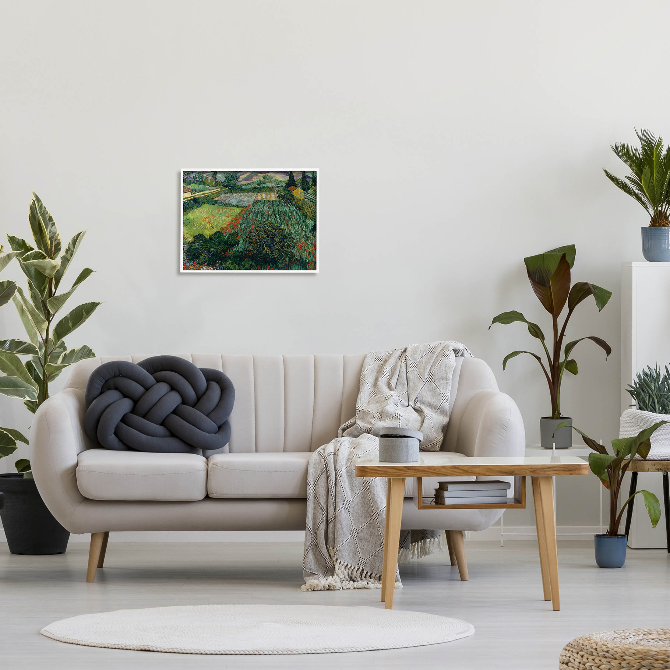 Field With Poppies Van Gogh Rural Scenery Landscape Painting White Framed Art Print Wall Art