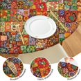 thumbnail image 4 of Pioneer Flower Floral Print Pattern Round Fitted Tablecloth with Elastic Edge, Waterproof Dining Table Cover for Indoor Outdoor Camping and Daily Use, 4 of 6