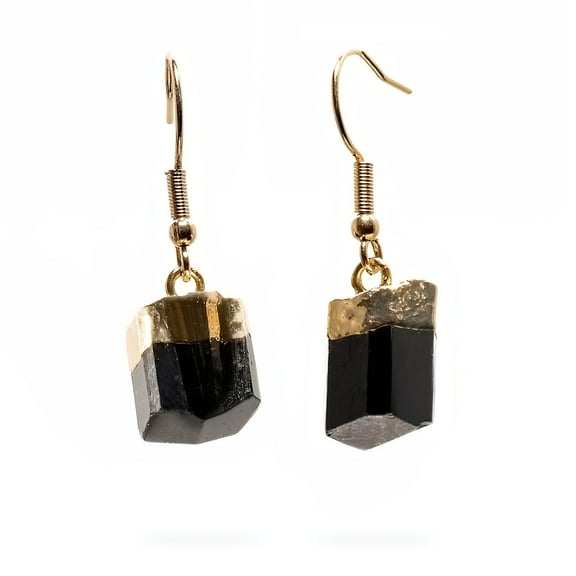 Ayana Black Tourmaline Crystal Earrings with a Premium Carrying Pouch | Relieves Stress and Anxiety | Protection Stone | Negative Energy Shield | Grounding & Centering | Best Gifts for Moms