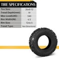 thumbnail image 3 of Ktaxon Set of 2 26x8-12 ATV & UTV All Terrain Tires, 6 Ply Tubeless Non-Directional Knobby Mud Tires, 3 of 6