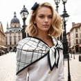 thumbnail image 2 of Unique Bargains 1 Pc Silk Scarf Plaid Neck Scarf Black White, 2 of 5