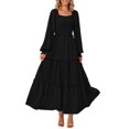 thumbnail image 1 of Vestido largo PRETTYGARDEN para mujer, estampado primaveral, negro, XS, 1 of 8