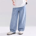 thumbnail image 5 of CONROSES Boys Casual Jeans Wide Leg Baggy Jeans for Child Solid Y2K Elastic Waist Cozy Streetwear Denim Trousers with Pockets, 5 of 9