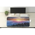 thumbnail image 2 of Winter Computer Mouse Pad, Sunset in Mountains with Hazy Sky with Dawn Horizon Theme, Rectangle Non-Slip Rubber Mousepad X-Large, 35" x 15" Gaming Size, Orange Blue, by Ambesonne, 2 of 2