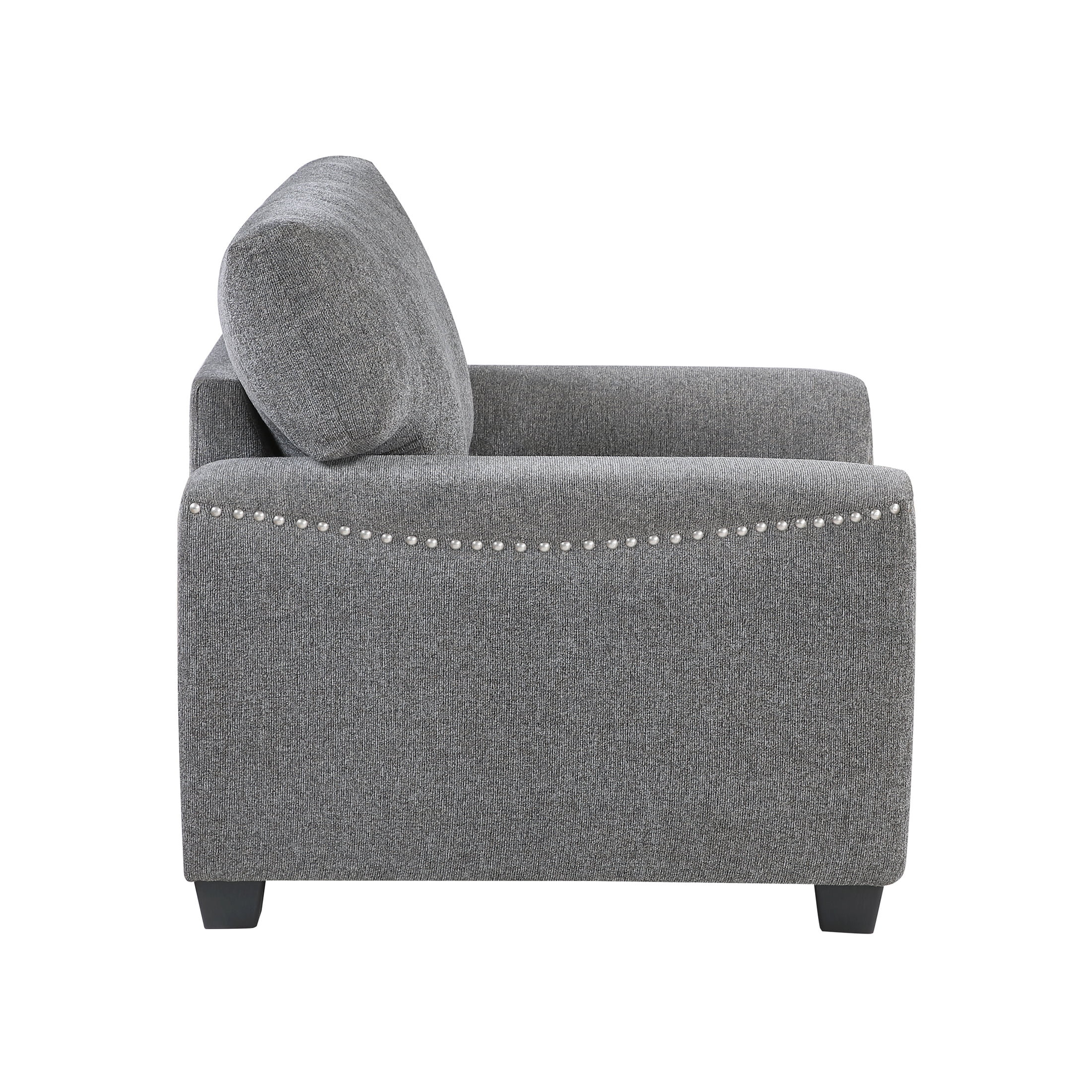 OakvillePark Eldertide Chenille Accent Chair with Nailhead Trim, Dark Gray
