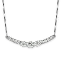 Auriga Fine Jewelry 14K White Gold 4 mm Lab Grown Diamond 3-Stone Bar Necklace for Women 18"
