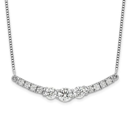 Auriga Fine Jewelry 14K White Gold 4 mm Lab Grown Diamond 3-Stone Bar Necklace for Women 18"