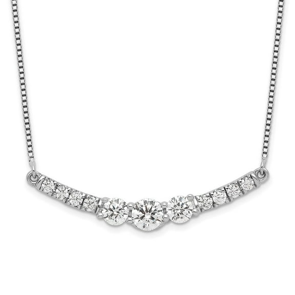 Auriga Fine Jewelry 14K White Gold 4 mm Lab Grown Diamond 3-Stone Bar Necklace for Women 18"