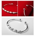 thumbnail image 3 of Womens 925 Sterling Silver Bead Ball Love Cuff Bangle Fashion Bracelet Y7U2, 3 of 9