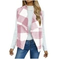 thumbnail image 2 of Dwaogom Women Vest Lapel Open Front Buffalo Plaid Sleeveless Cardigan Jacket Coat, 2 of 7