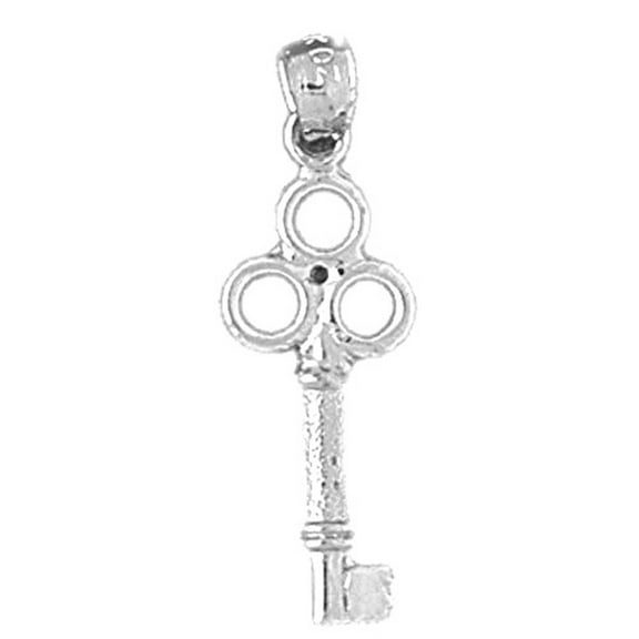 14K White Gold Key Pendant - 27 mm